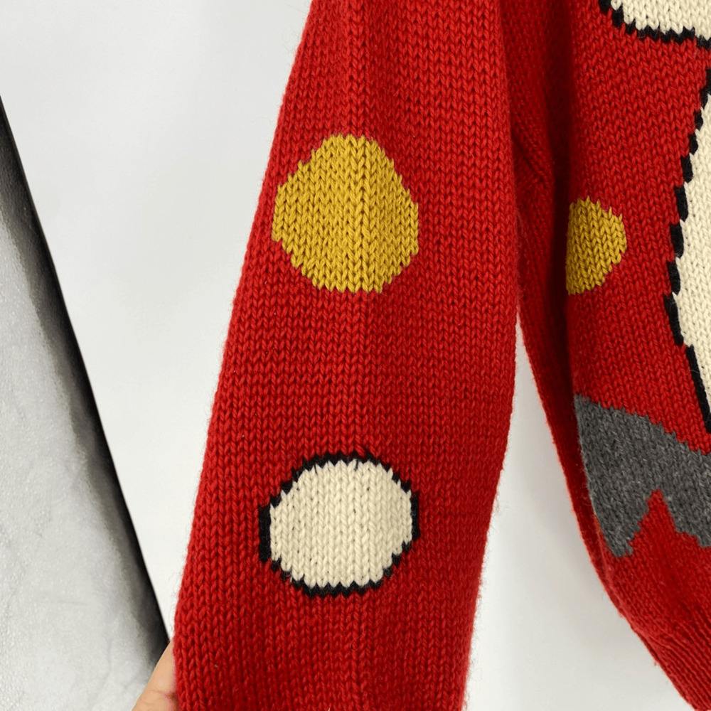 Vintage Kiznit Handmade Peru 100% Wool Intarsia Knit Sweater Red Princess Diana - Picture 11 of 15